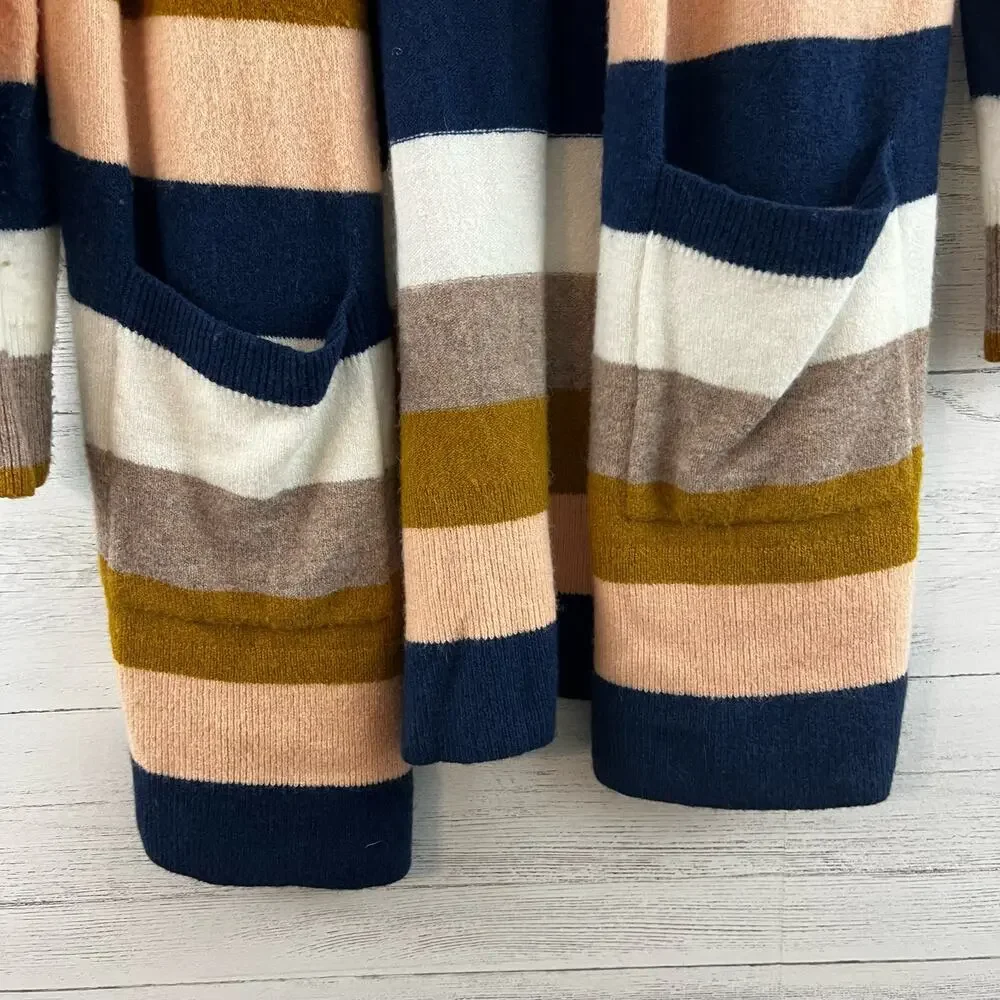 Madewell Kent Open Front Stripe Cardigan in Bangali Indigo Size XS